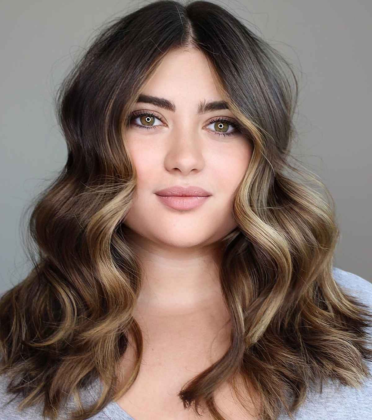 Medium Brown Angled Bob With Side Swept Bangs, Mid-Back — Classy Haircuts for Round Face
