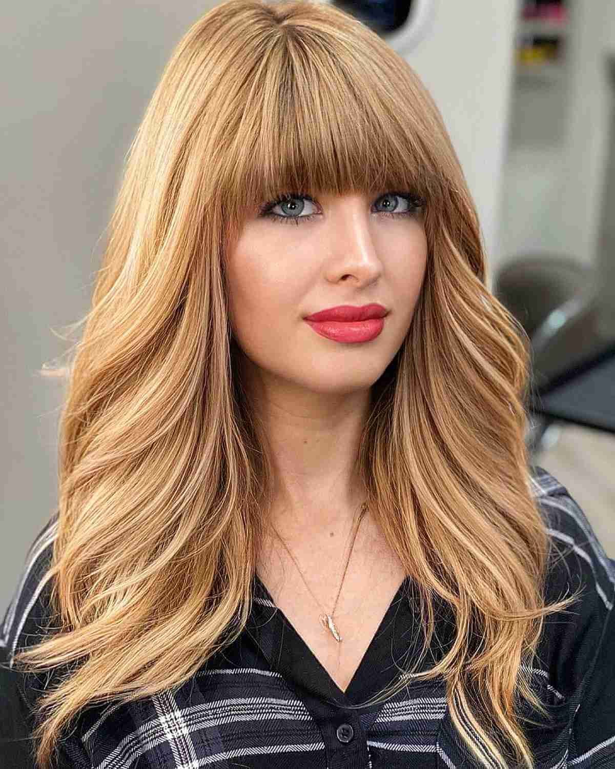 Mid-Back Length With Blunt Bangs Mid-Back Length With Blunt Bangs — Classy Haircuts for Thick Hair