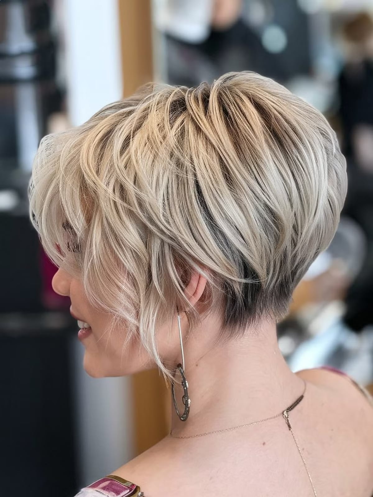 Stacked Bob With Ash Blonde And Dark Roots Stacked Bob With Ash Blonde And Dark Roots — Classy Haircuts for Thick Hair