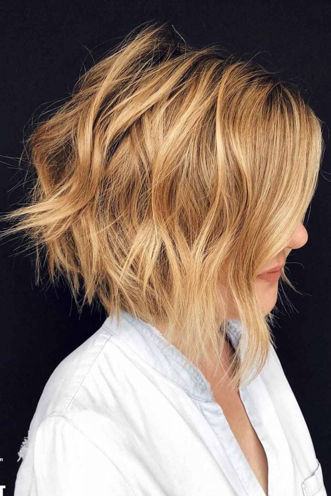 Choppy Angled Bob With Blonde Balayage — Classy Haircuts for Women over 50