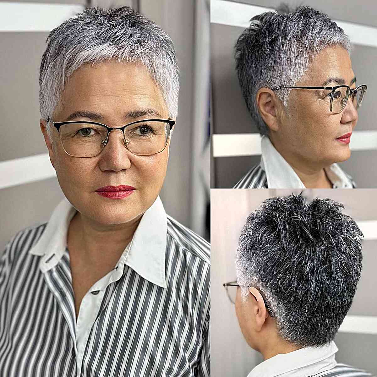 Textured Gray Pixie With Piecey Bangs — Classy Haircuts for Women over 50