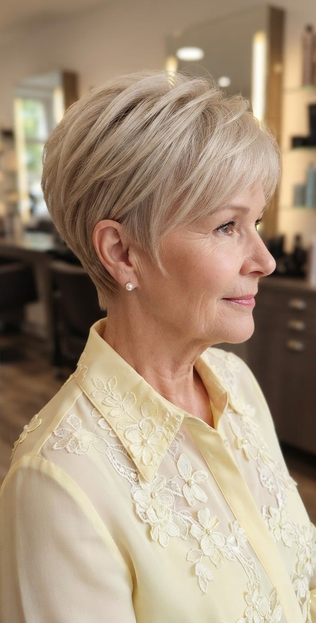 Silver Gray Pixie With Textured Top — Classy Haircuts for Women over 50