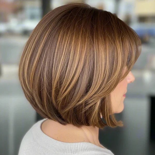 Layered Bob With Dark Brown Highlights — Classy Haircuts for Women over 50