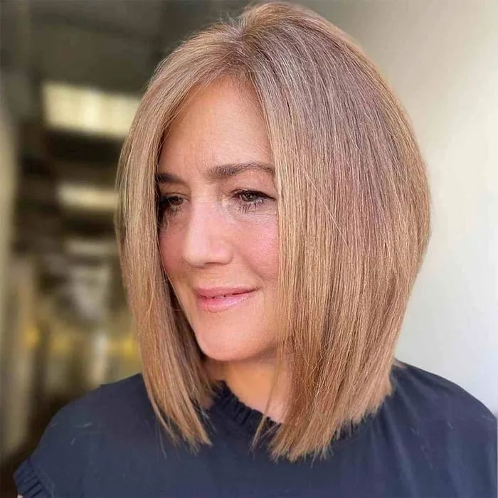 Angled Bob Collarbone Light Brown — Classy Haircuts for Women over 50