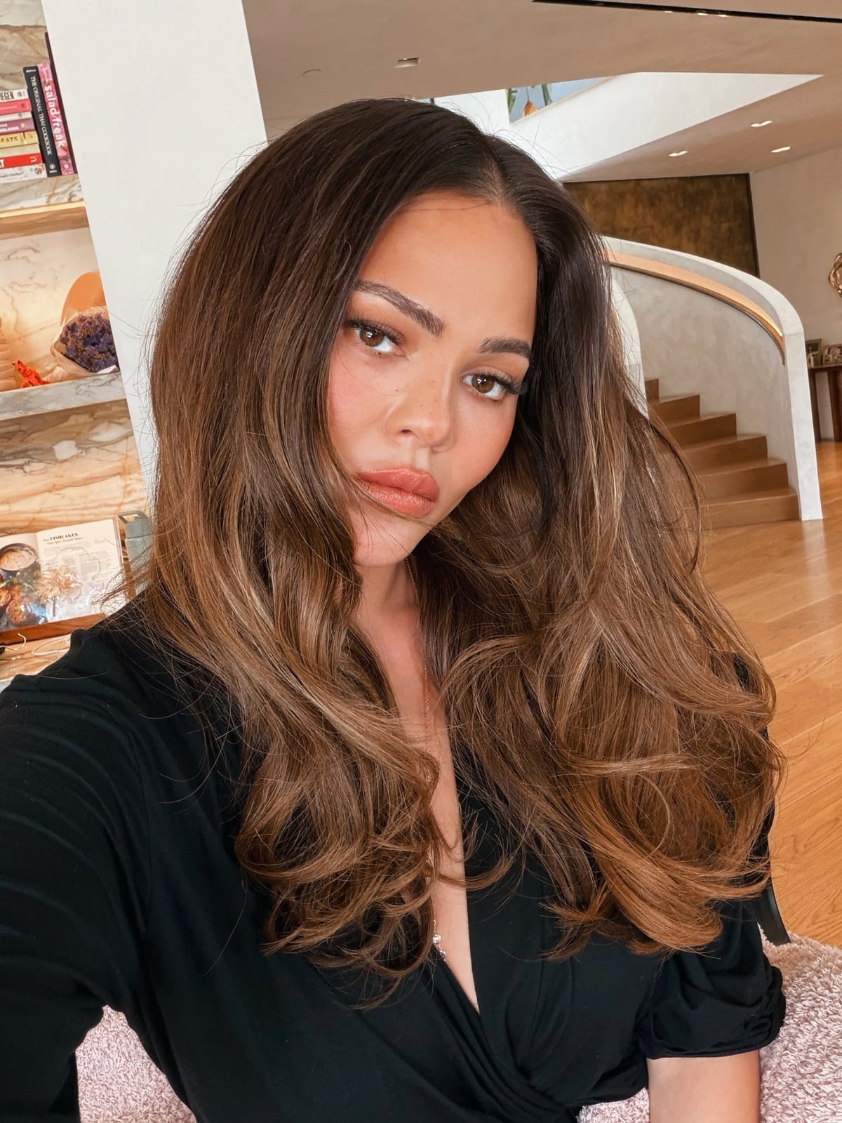 Collarbone Dark Brown With Lighter Brown Highlights Collarbone Dark Brown With Lighter Brown Highlights — Classy Highlights on Dark Brown