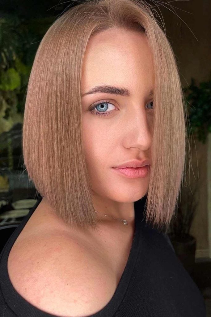 Chin Length Sleek Honey Blonde Bob Chin Length Sleek Honey Blonde Bob — Classy Honey Blonde