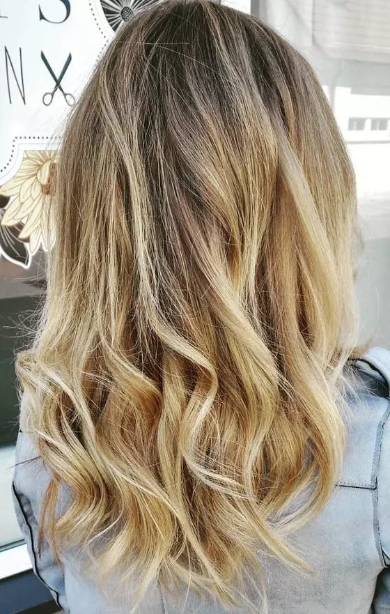 Back View Mid-Back Honey Blonde Highlights With Healthy Appearance — Classy Honey Blonde Highlights