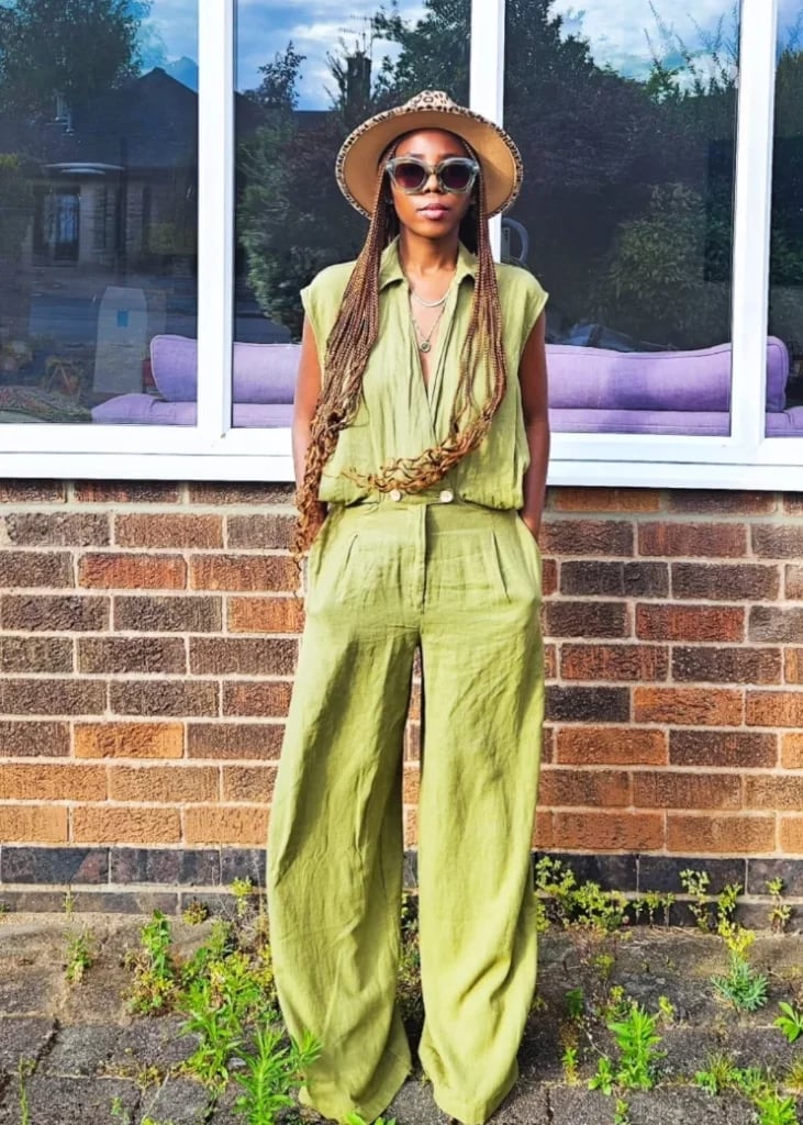 Lime Green Linen Set with Leopard Hat Lime Green Linen Set with Leopard Hat — Classy Hot Weather Outfits