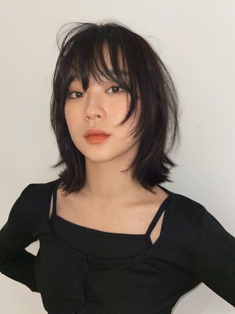 Black Camisole With Edgy Shaggy Haircut Black Camisole With Edgy Shaggy Haircut — Classy Hush Cut