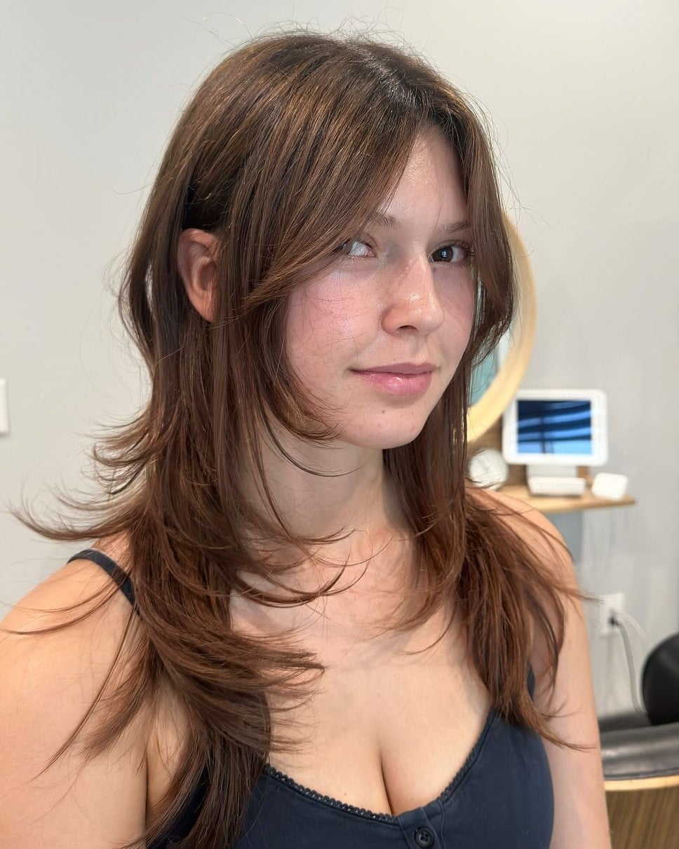 Black Tank Top With Layered Shag Haircut Black Tank Top With Layered Shag Haircut — Classy Hush Cut