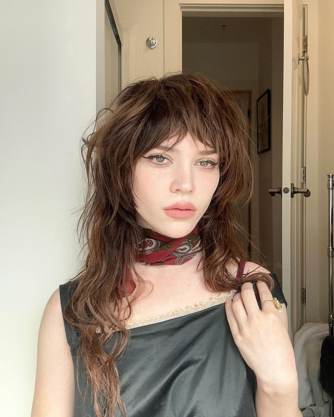 Satin Tank Top With Lace Trim And Shaggy Haircut Satin Tank Top With Lace Trim And Shaggy Haircut — Classy Hush Cut