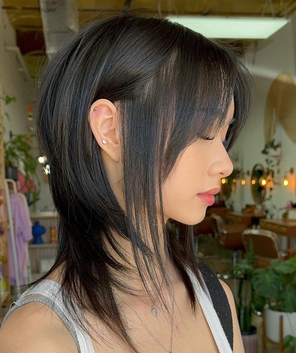 Fitted Tank Top With Short Layered Black Hair Fitted Tank Top With Short Layered Black Hair — Classy Hush Cut