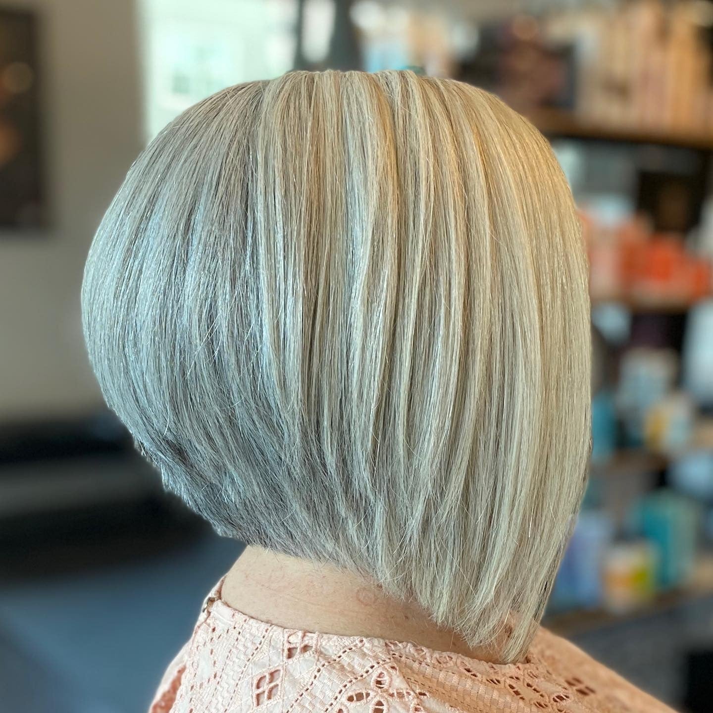 Ash Blonde Gray Collarbone Bob Ash Blonde Gray Collarbone Bob — Classy Inverted Bob
