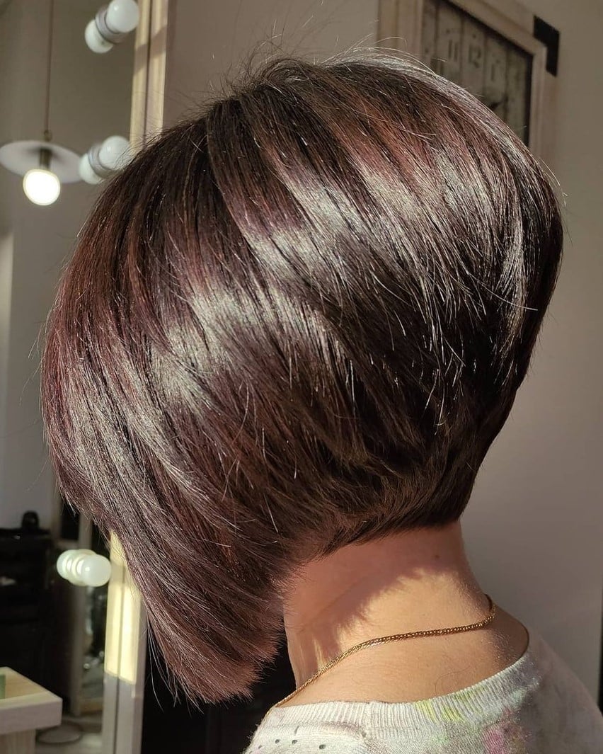 Ash Blonde Inverted Bob With Stacked Nape Ash Blonde Inverted Bob With Stacked Nape — Classy Inverted Bob