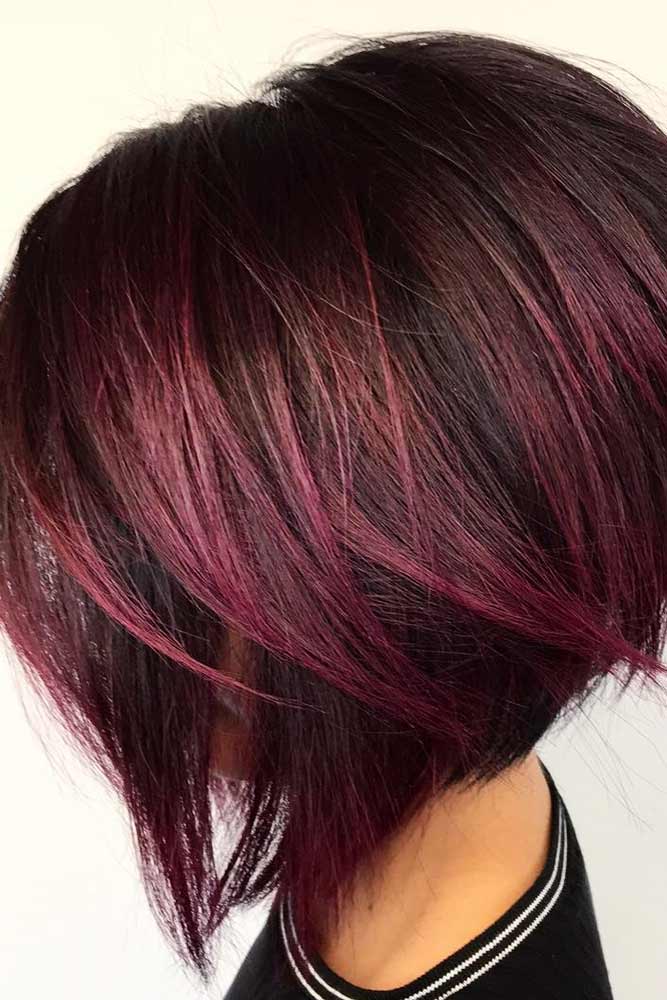 Wavy Inverted Bob With Auburn Highlights Wavy Inverted Bob With Auburn Highlights — Classy Inverted Bob