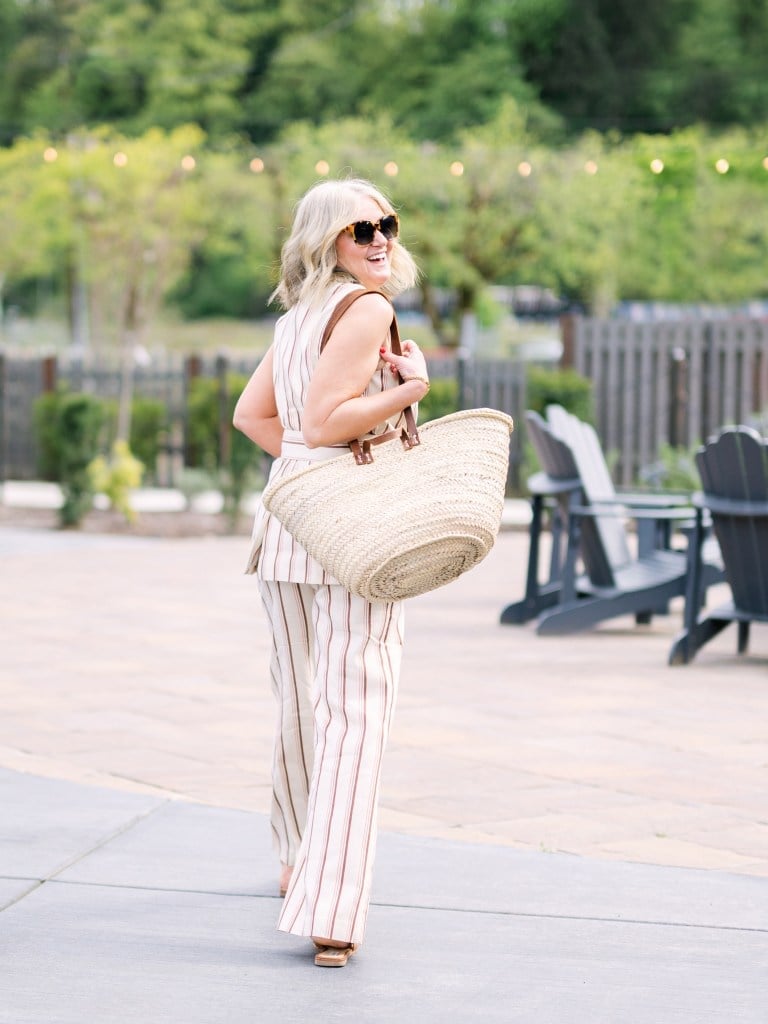 Beige and White Striped Vest and Trousers — Classy Italian Style
