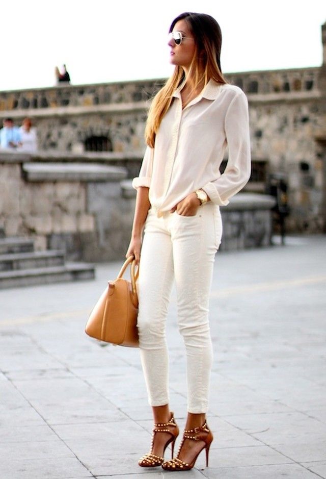 Sheer Cream Button-Down Shirt with White Jeans — Classy Italian Style