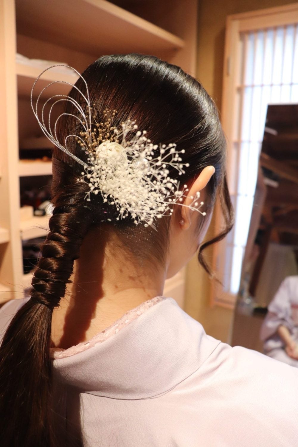 Thick Dark Brown Braid With Ornate Accessory Thick Dark Brown Braid With Ornate Accessory — Classy Japan Hairstyles