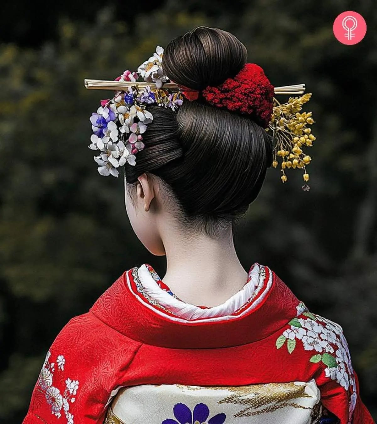 Intricate Black Updo With Ornate Pins Intricate Black Updo With Ornate Pins — Classy Japanese Hairstyles