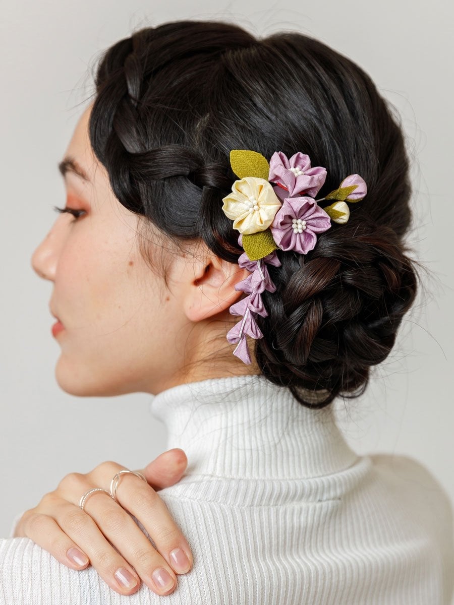 Dark Brown Updo With Braids and Accessory Dark Brown Updo With Braids and Accessory — Classy Japanese Hairstyles