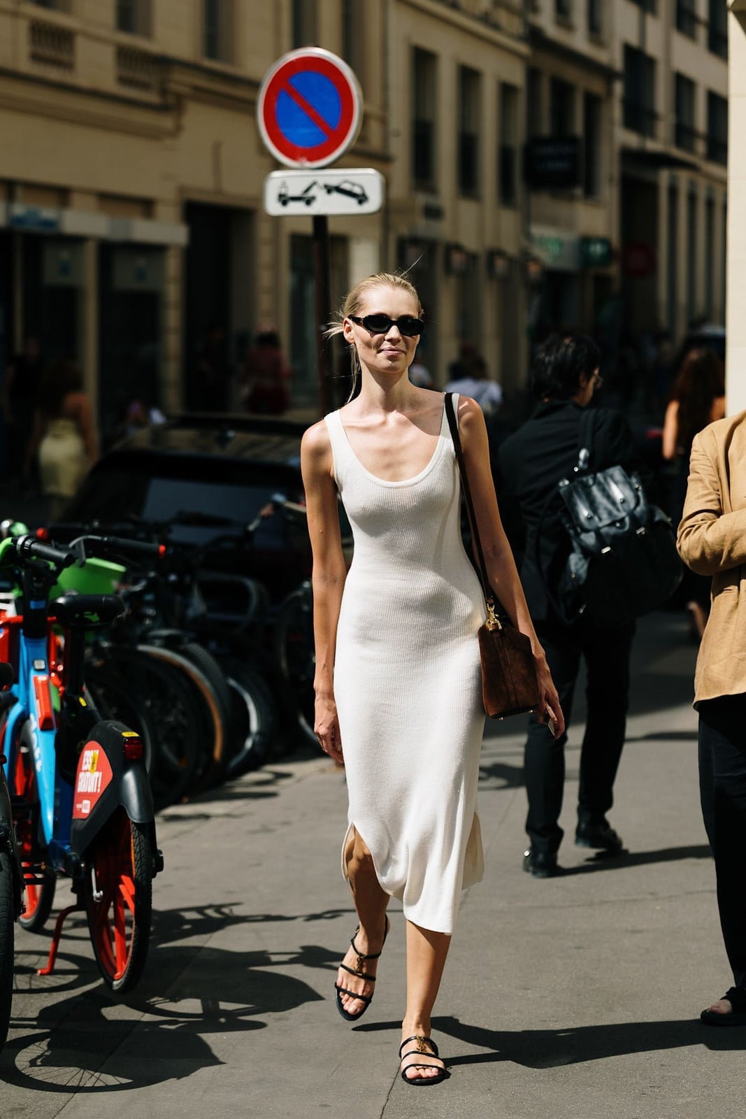 White Sleeveless Ribbed Dress with Sheer Fabric White Sleeveless Ribbed Dress with Sheer Fabric — Classy Knit Dress