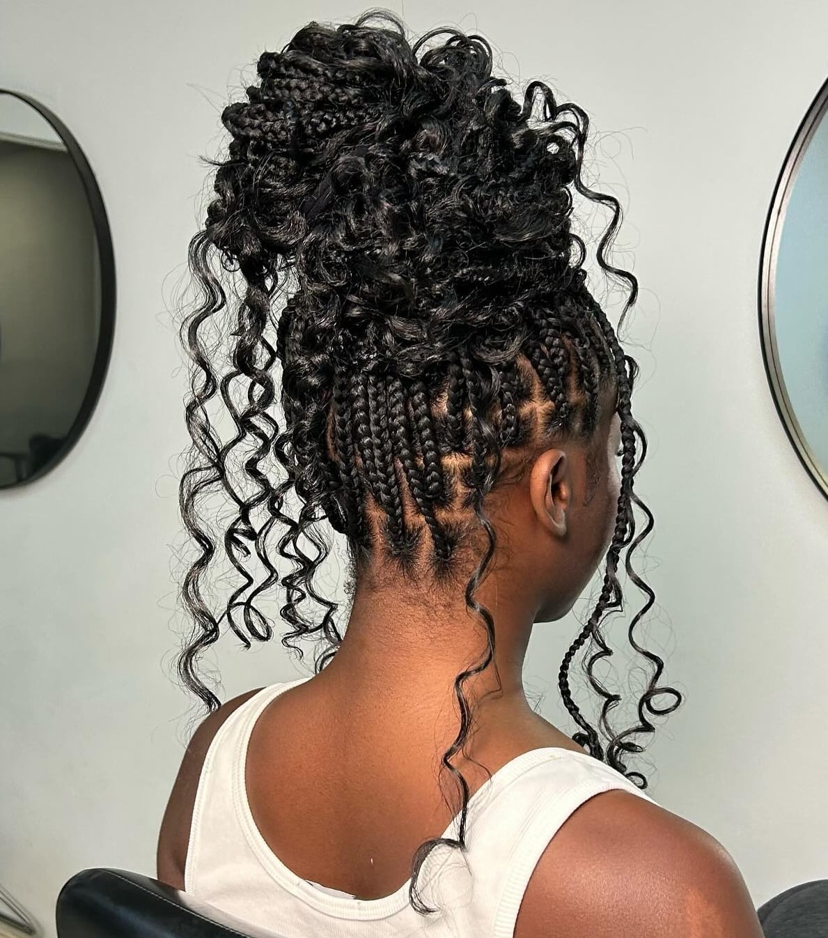 High Knotless Braids Updo With Curls High Knotless Braids Updo With Curls — Classy Knotless Hairstyles