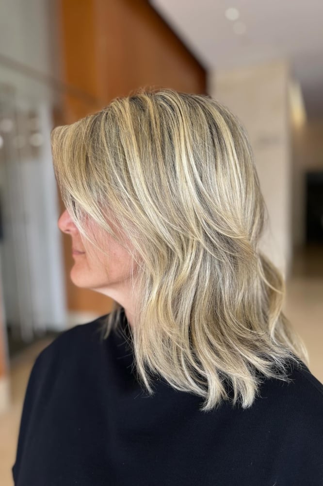 Blonde Layered Shag With Choppy Layers Blonde Layered Shag With Choppy Layers — Classy Layered Haircuts for Medium Hair