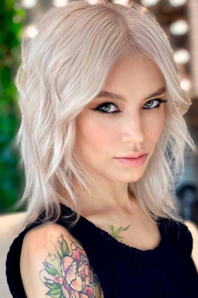 Ash Blonde Shag With Face Framing Layers Ash Blonde Shag With Face Framing Layers — Classy Layered Haircuts for Medium Hair