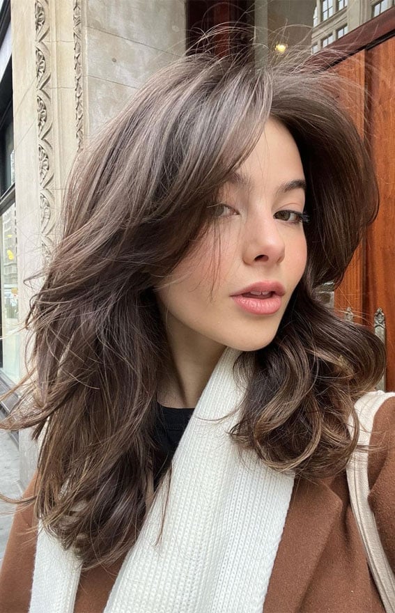 Voluminous Collarbone Layers With Middle Part Voluminous Collarbone Layers With Middle Part — Classy Layered Haircuts for Medium Hair