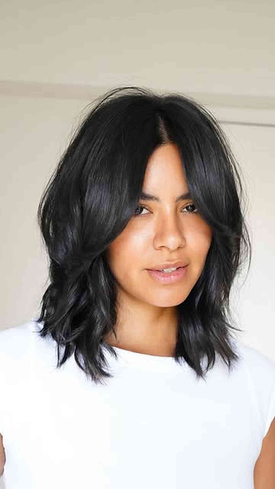 Ash Blonde Shoulder Length With Curtain Bangs Ash Blonde Shoulder Length With Curtain Bangs — Classy Layered Haircuts for Medium Hair