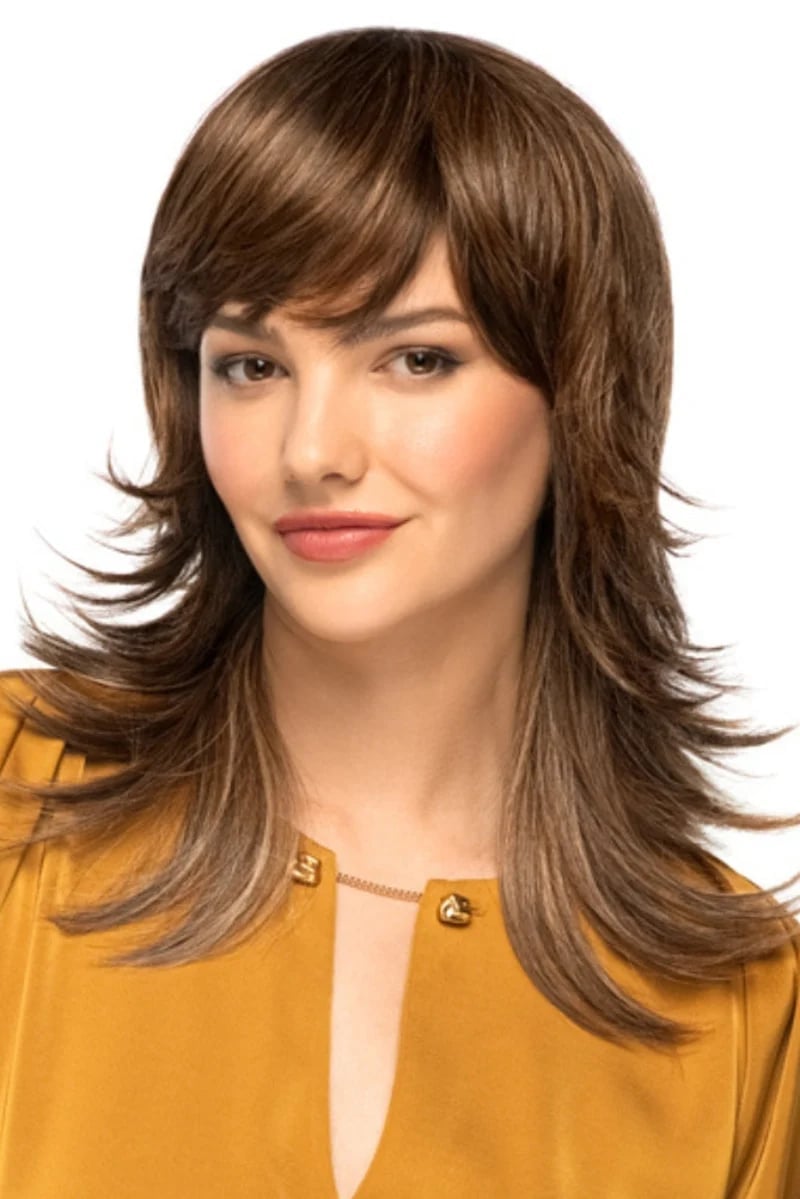 Shaggy Shoulder Length Cut With Full Fringe Shaggy Shoulder Length Cut With Full Fringe — Classy Layers Wig