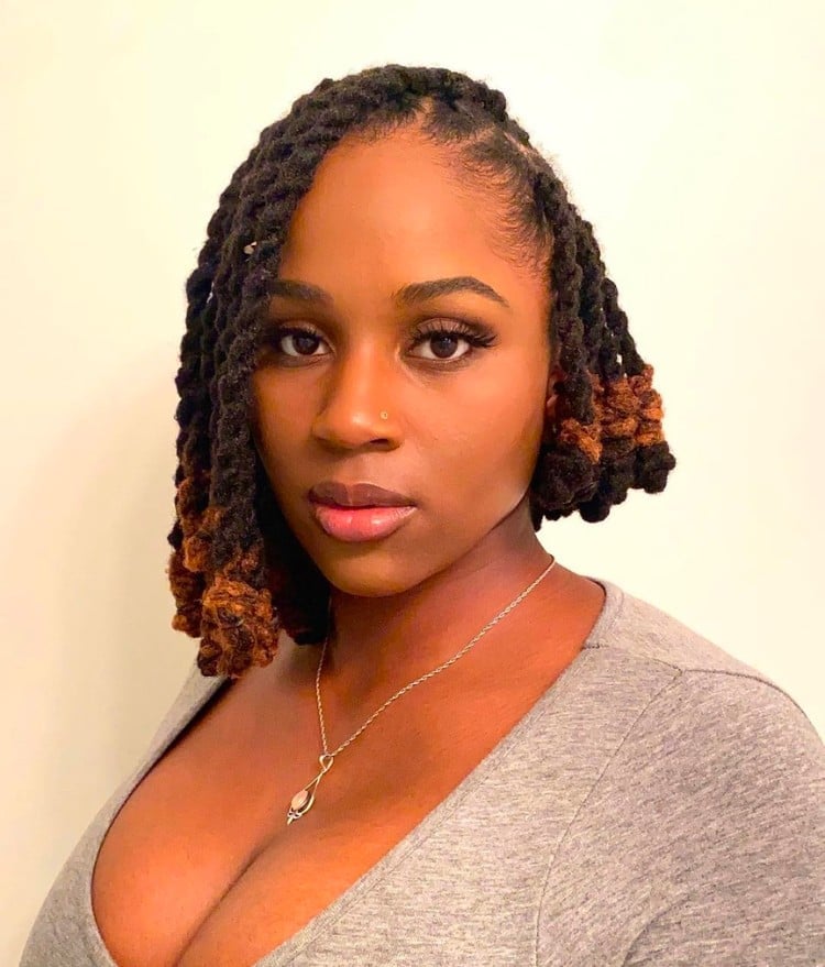 Collarbone Locs Black With Auburn Ends — Classy Length Locs
