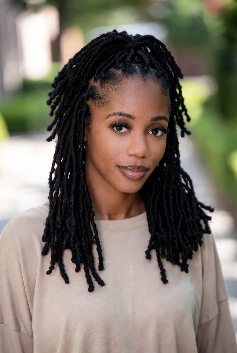 Mid-Back Soft Locs Loose Wavy Texture, Close-Up Take — Classy Length Locs