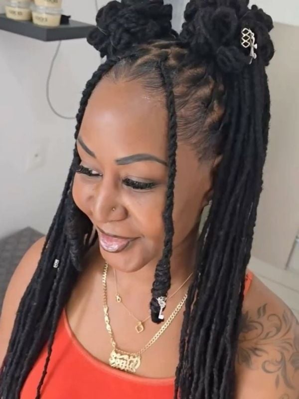 Mid-Back Black Locs High Ponytail — Classy Length Locs