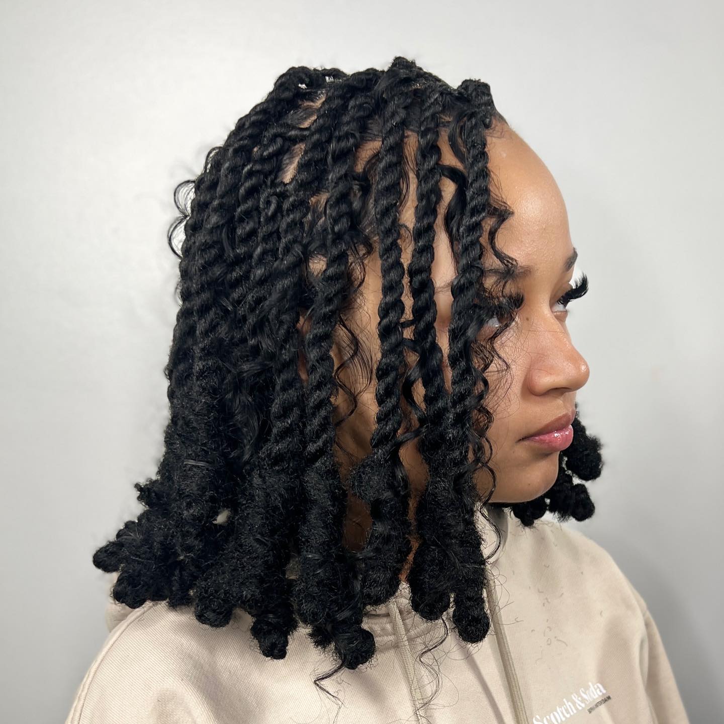 Wavy Black Locs Shoulder Length With Twists — Classy Length Locs