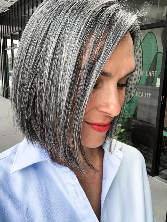 Chin Length Angled Bob With Side-Swept Bangs, Straight Chin Length Angled Bob With Side-Swept Bangs, Straight — Classy Lengths Haircut