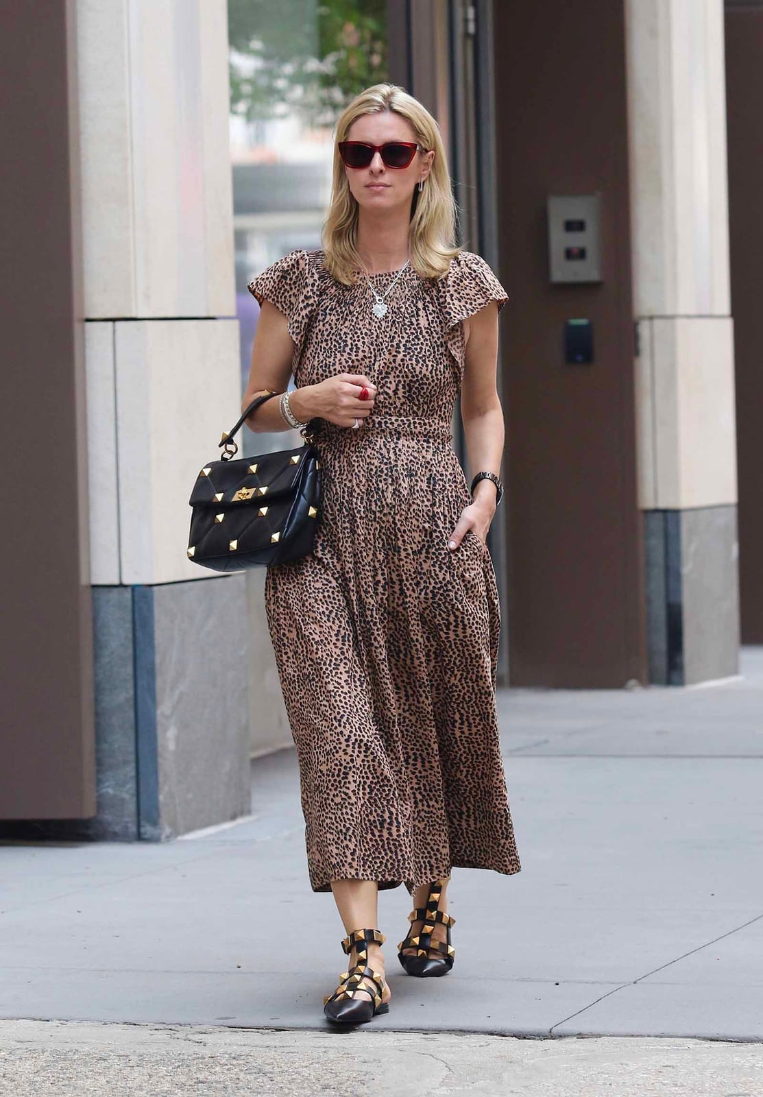 Leopard Fit And Flare Dress With Studded Accessories Leopard Fit And Flare Dress With Studded Accessories — Classy Leopard Outfits