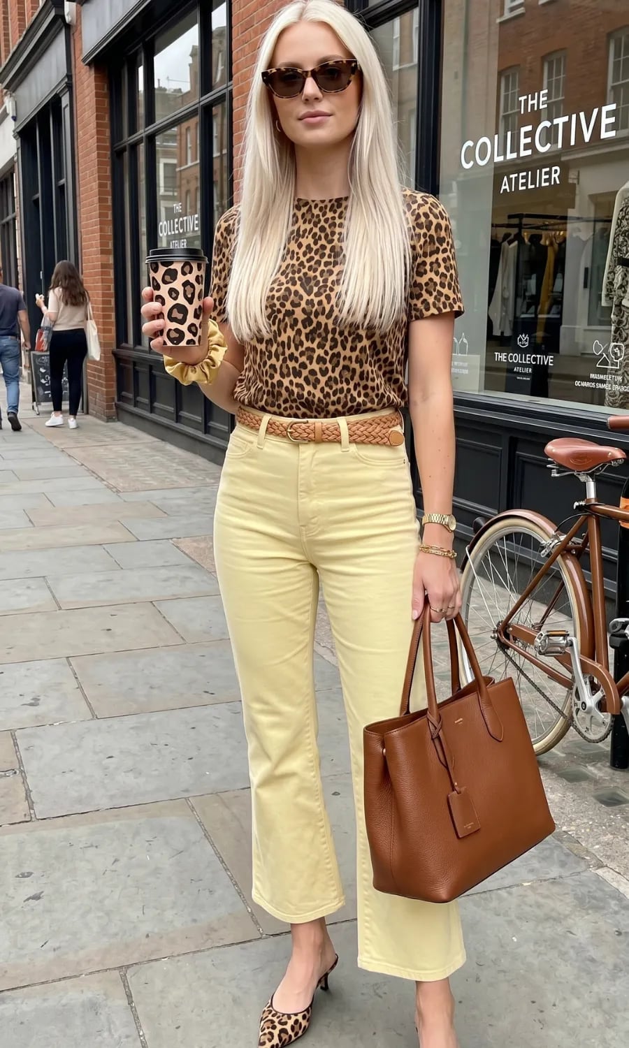 Leopard T-Shirt With Cropped Pants And Braided Belt Leopard T-Shirt With Cropped Pants And Braided Belt — Classy Leopard Outfits
