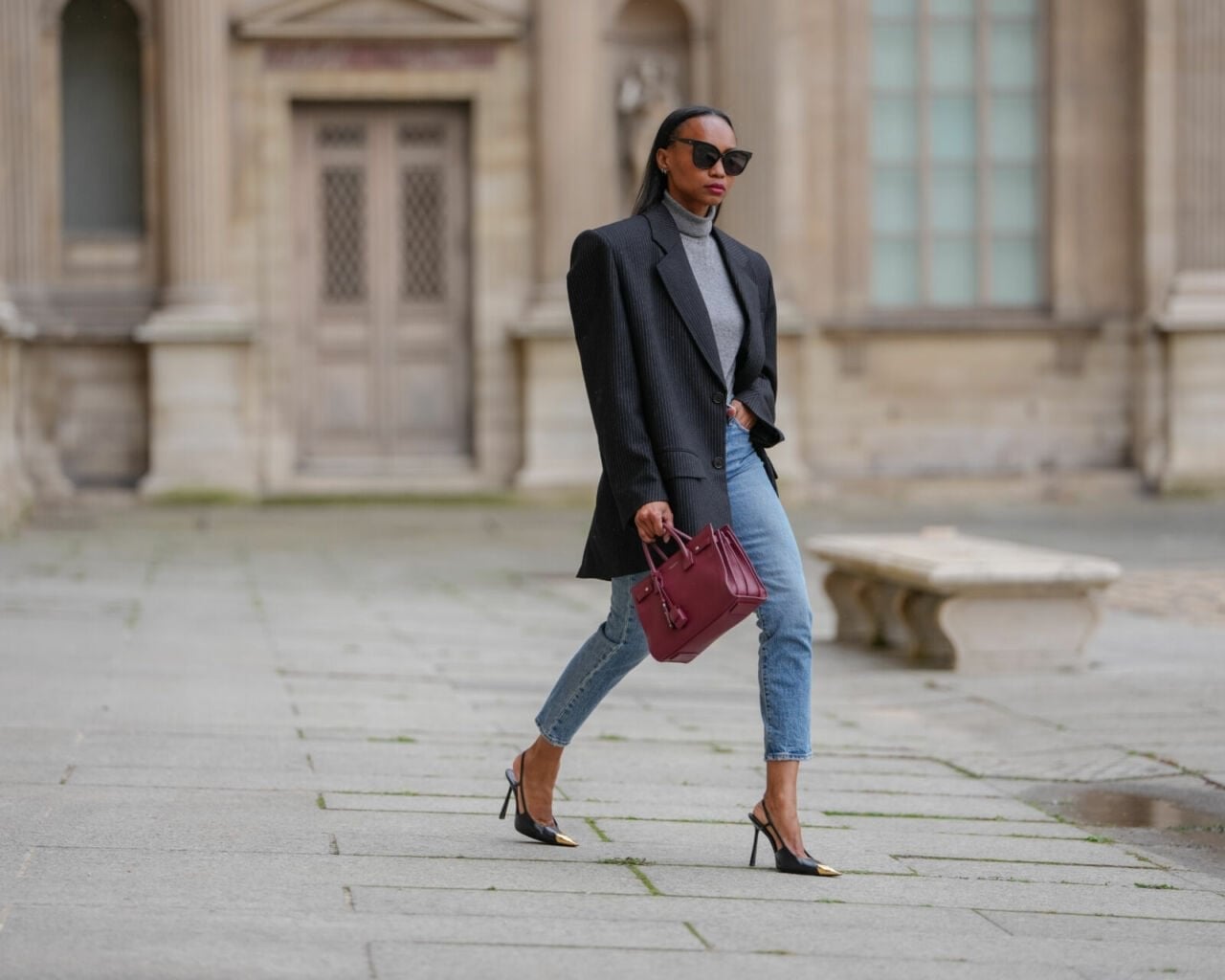 City Style with Light Blue Straight Leg Jeans and Pinstripe Blazer City Style with Light Blue Straight Leg Jeans and Pinstripe Blazer — Classy Light Blue Jeans Outfits