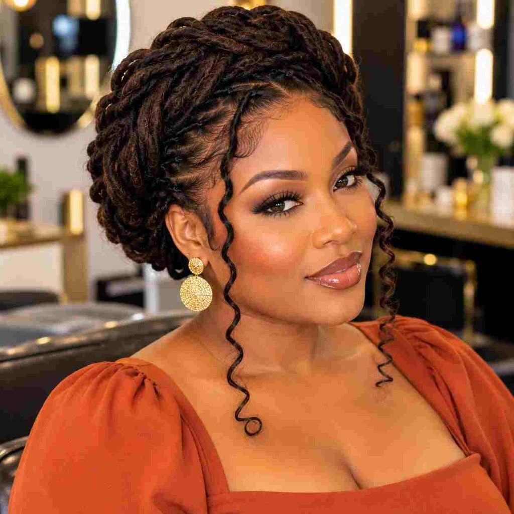 Elegant Updo With Face-Framing Curls Elegant Updo With Face-Framing Curls — Classy Locs Hair
