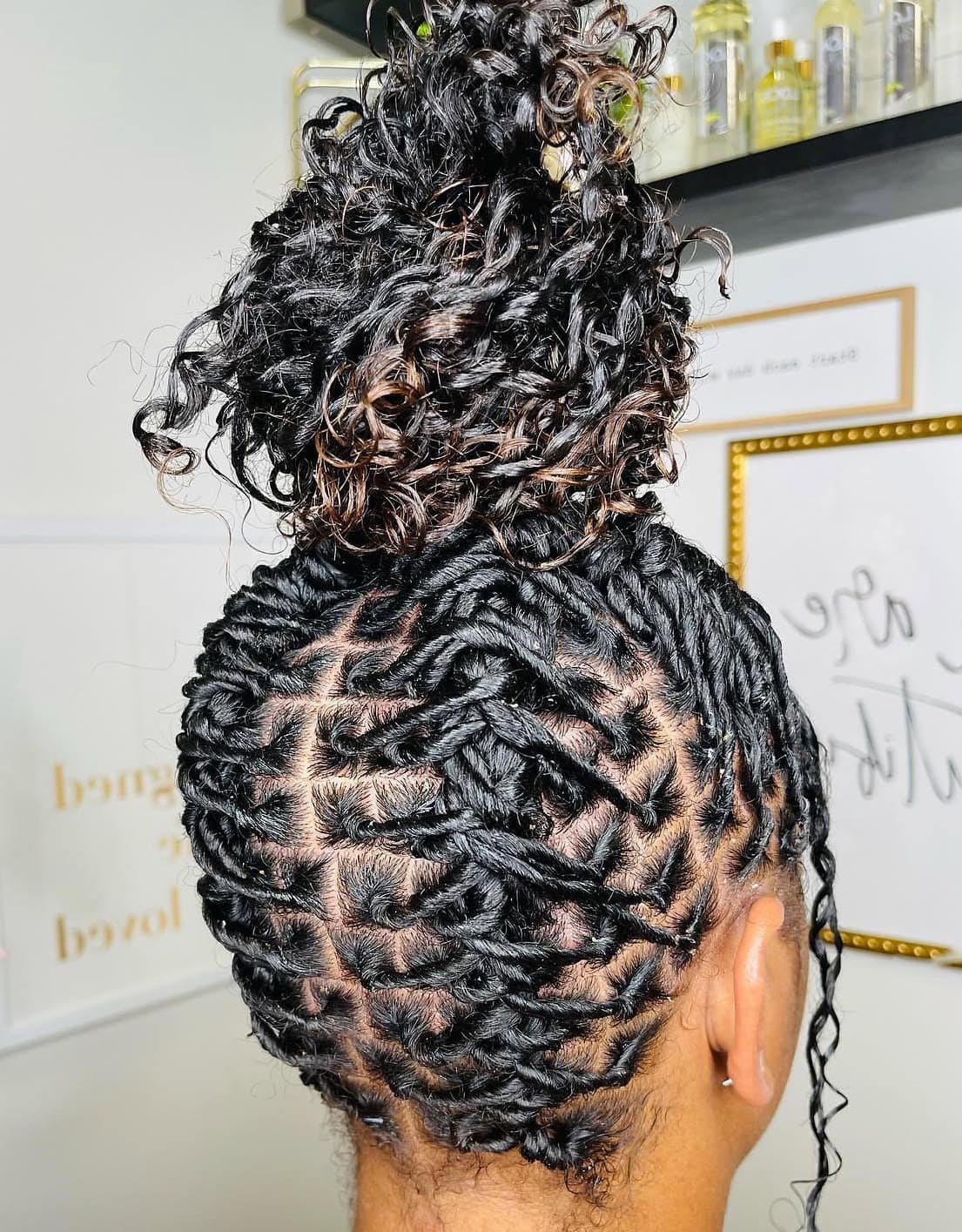 Updo With Curly Tendrils and Highlights Updo With Curly Tendrils and Highlights — Classy Locs Hair
