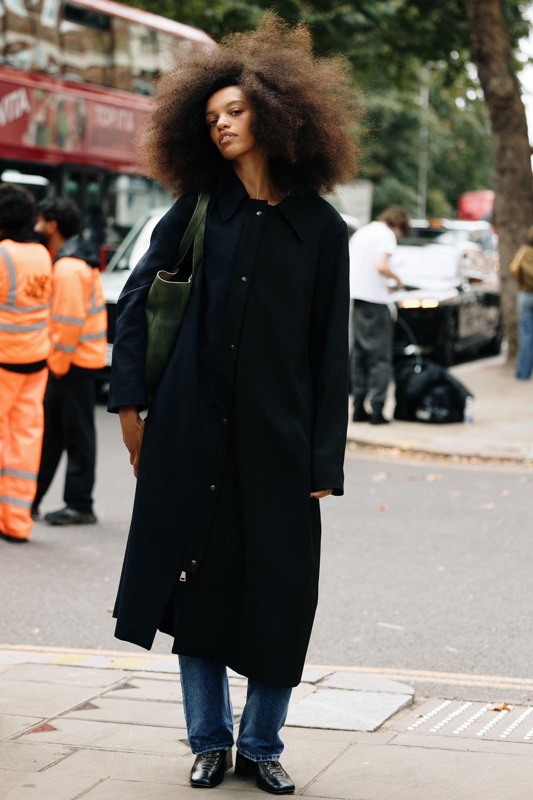 Longline Navy Coat Over Blue Jeans Longline Navy Coat Over Blue Jeans — Classy London Outfits