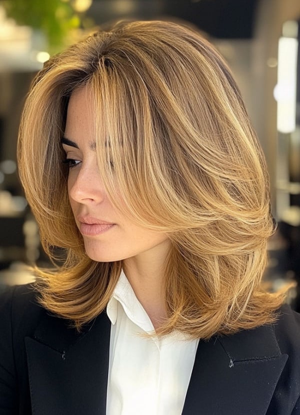 Collarbone Lob With Face-Framing Layers And Curtain Bangs Collarbone Lob With Face-Framing Layers And Curtain Bangs — Classy Long Bob