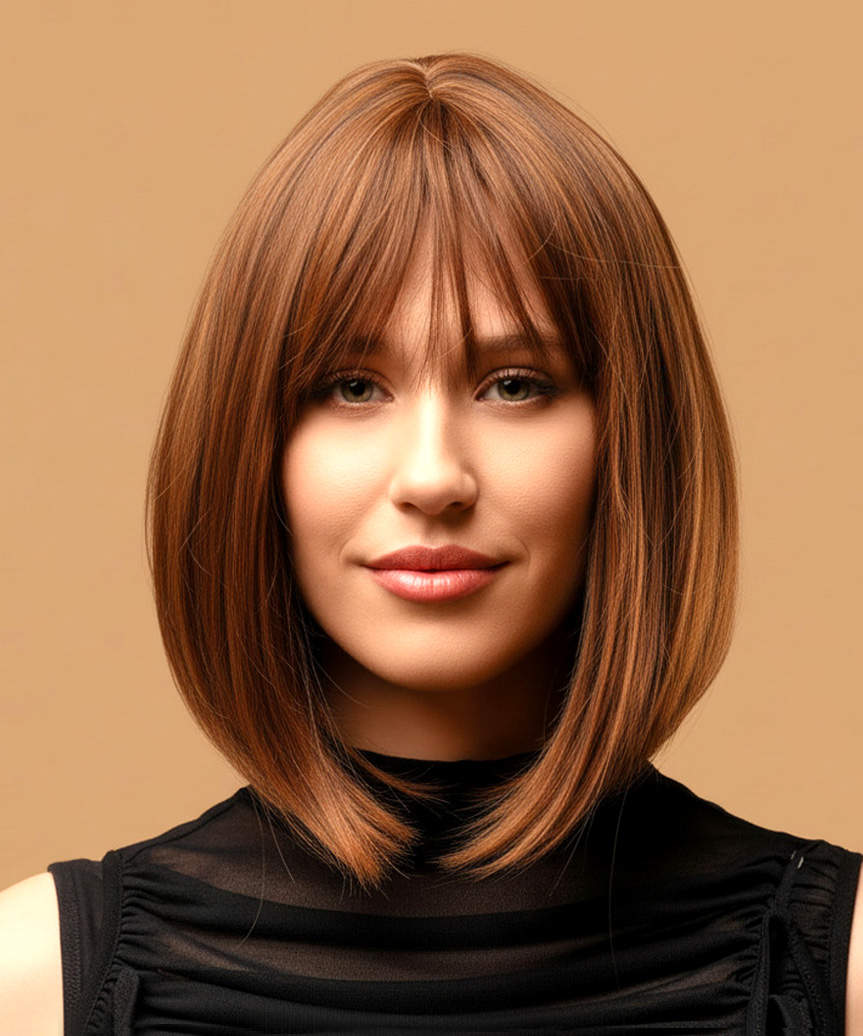 Auburn Bob With Blunt Bangs And Ends Auburn Bob With Blunt Bangs And Ends — Classy Long Bob