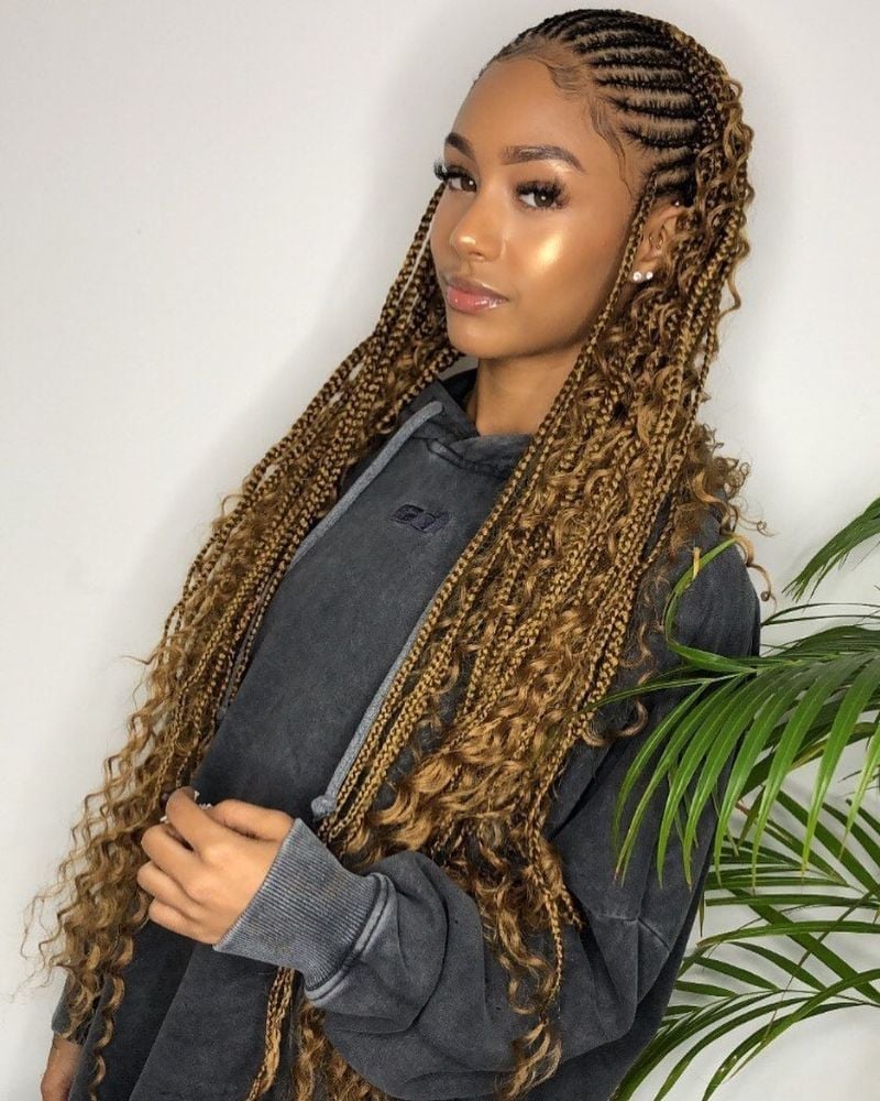 Dark Brown Box Braids with Curly Ends — Classy Long Braids