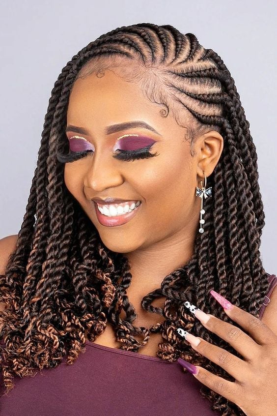 Twist Braids with Intricate Scalp Patterns — Classy Long Braids