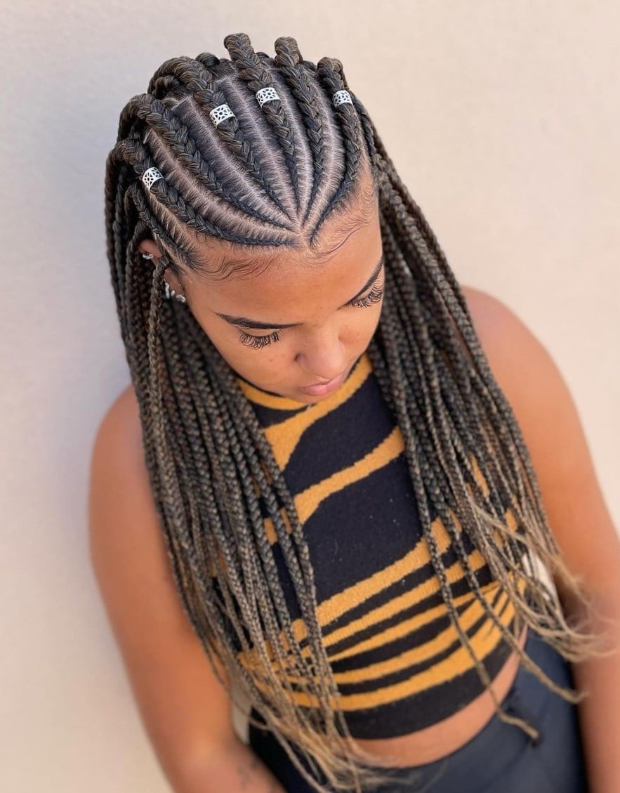 Cornrows with Ombre Braids and Baby Hairs — Classy Long Braids