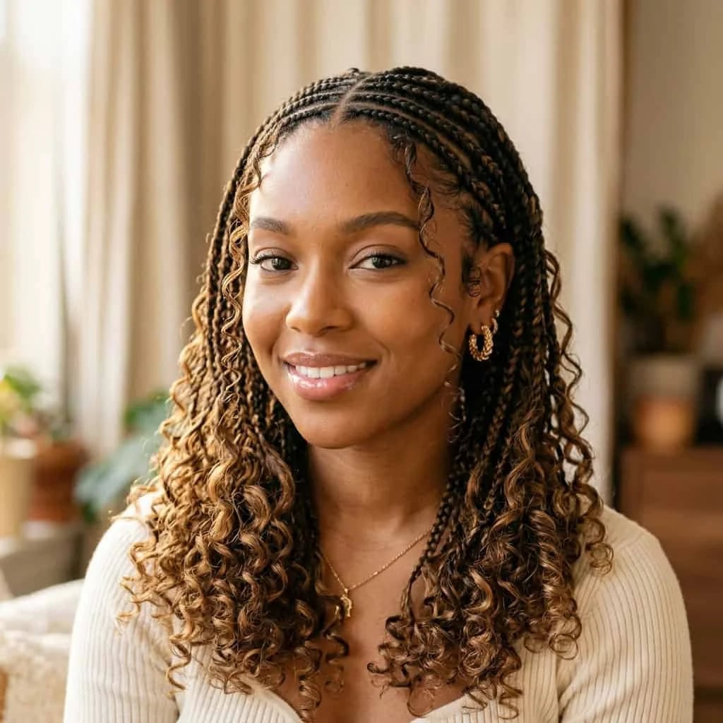Chunky Black Box Braids with Wavy Ends, Shoulder — Classy Long Braids