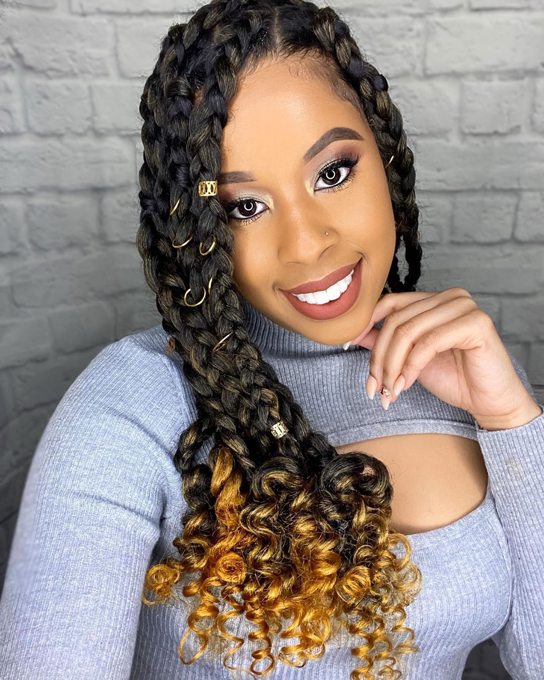 Chunky Dark Brown Braids with Blonde Ombre — Classy Long Braids