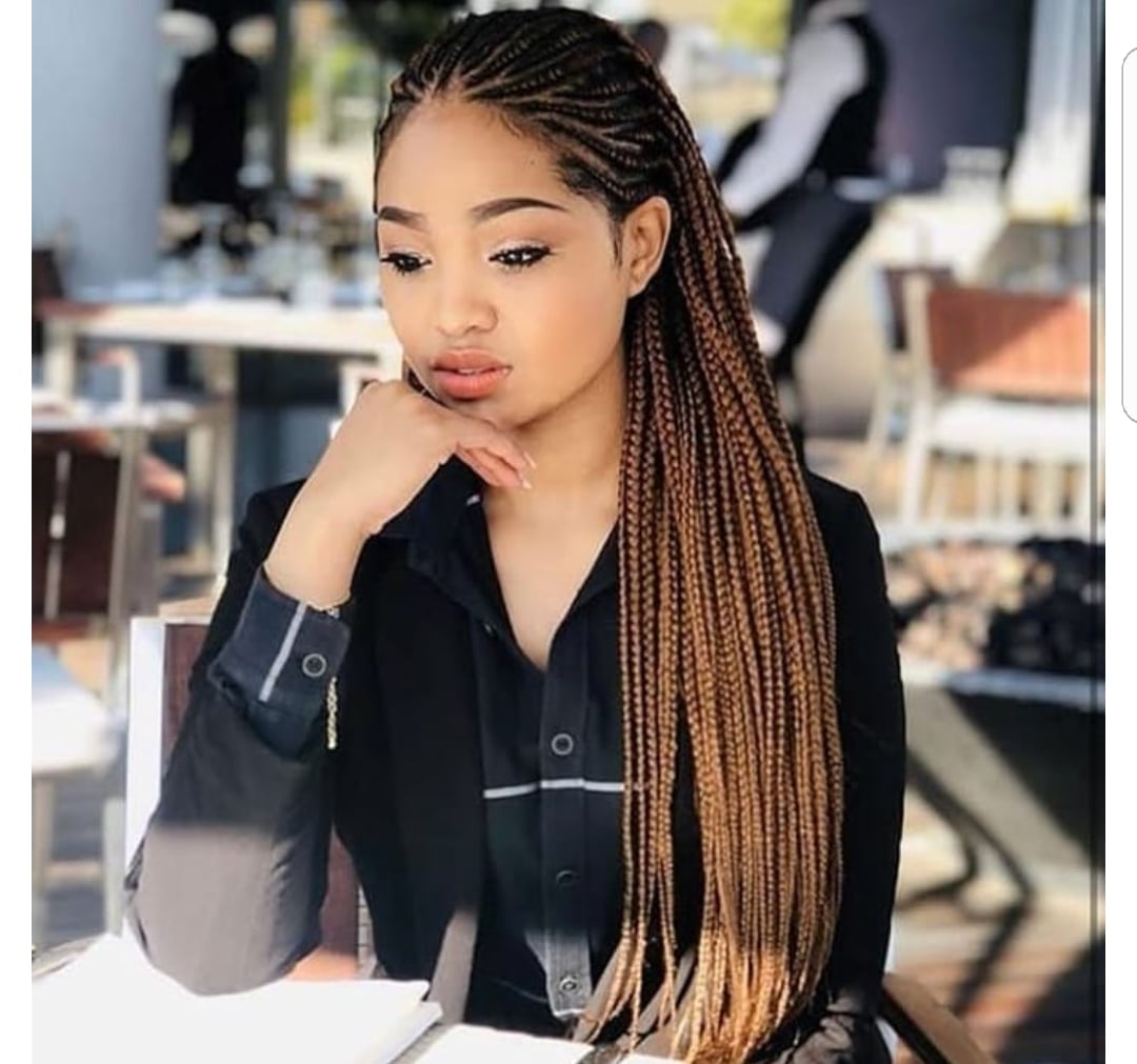 Mid-Back Brown and Blonde Box Braids — Classy Long Braids
